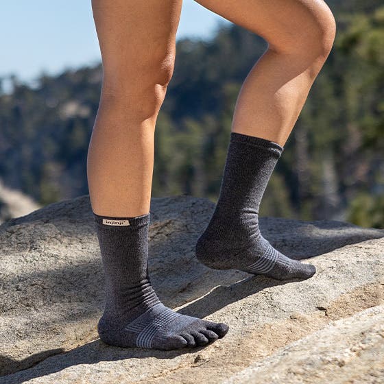 Injinji Women's Performance Trail Crew Toesock Midweight Padded Cushioning coolmax